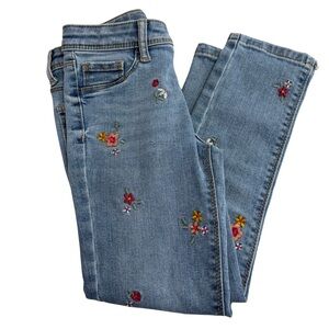 Jumping Beans Girls Floral Embroidered Skinny Jeans 6, Light Wash Denim Spring